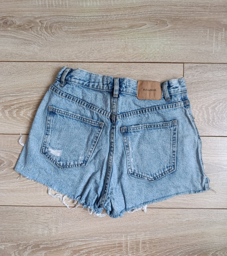 Düğmeli Bohem mavi Mini Denim Şort - Görsel 2
