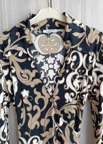 düğme Detaylı V Yaka Uzun Kollu Kadın Elbise - Görsel 2