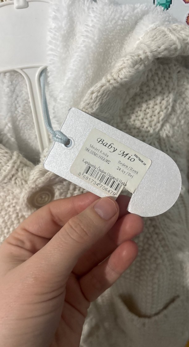 Erkek -kız Çocuk Beyaz Örgü Hırka - Görsel 2