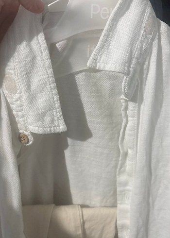 Erkek Bebek Beyaz Keten Gömlek - Görsel 5