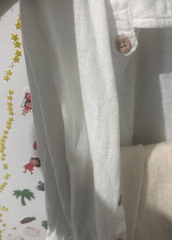 Erkek Bebek Beyaz Keten Gömlek - Görsel 4
