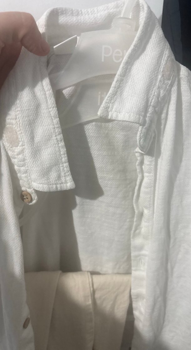 Erkek Bebek Beyaz Keten Gömlek - Görsel 5