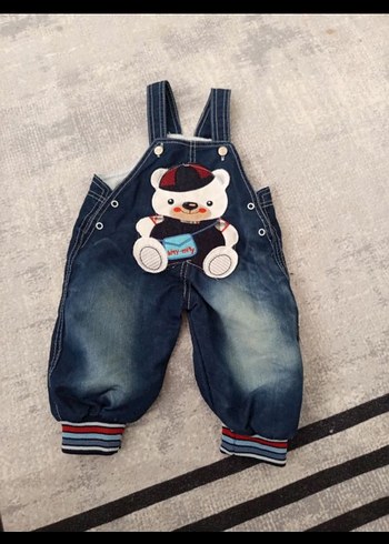 Nakışlı Mavi Erkek Çocuk Kot Tulum - Görsel 4