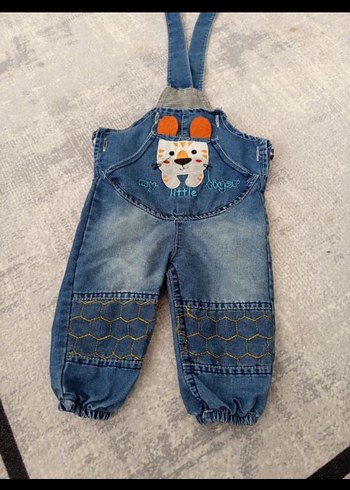 Nakışlı Mavi Erkek Çocuk Kot Tulum - Görsel 3