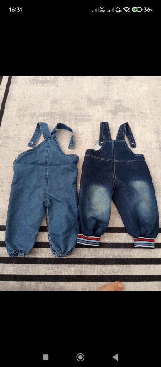 Nakışlı Mavi Erkek Çocuk Kot Tulum - Görsel 2