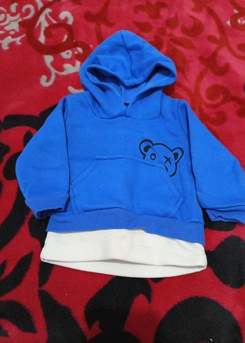 Kapüşonlu Mavi Erkek Çocuk Sweatshirt - Görsel 2