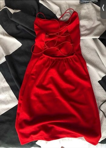 Kırmızı Drapeli Uzun Mini Elbise - Görsel 2