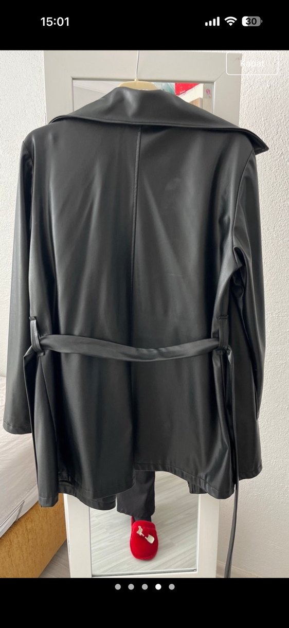 Siyah Uzun Deri Gotik Ceket - Görsel 4