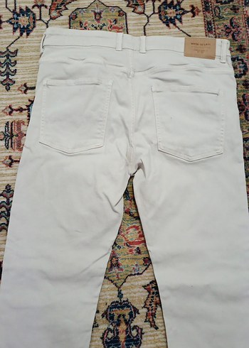 Erkek Beyaz Pamuklu Kemerli Pantolon - Görsel 4