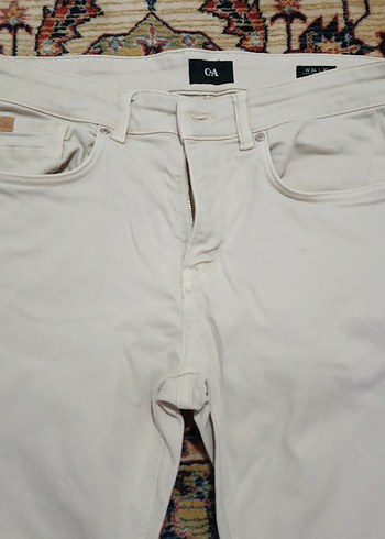 Erkek Beyaz Pamuklu Kemerli Pantolon - Görsel 2