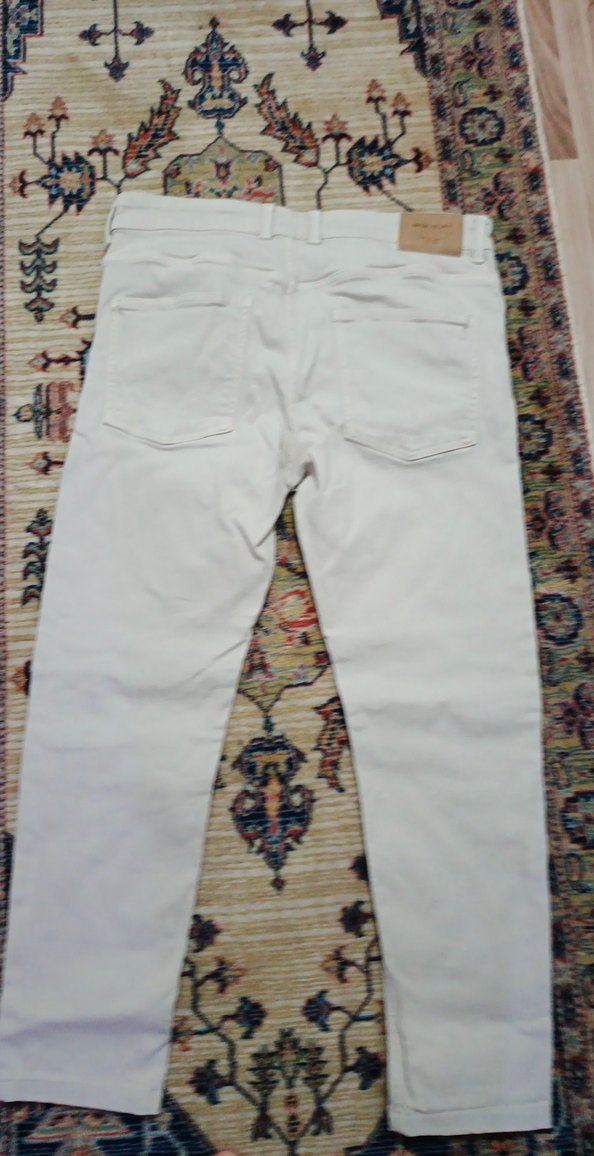 Erkek Beyaz Pamuklu Kemerli Pantolon - Görsel 5