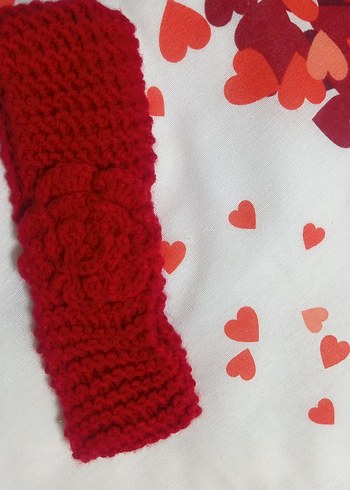 Kız Çocuk Kırmızı Örgü Patik bandana - Görsel 2