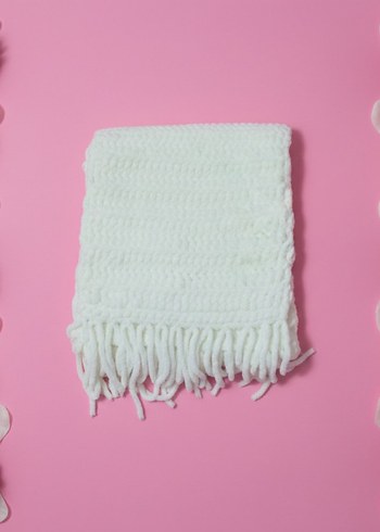 Bohem Örgü Kadın Şal Beyaz - Görsel 2
