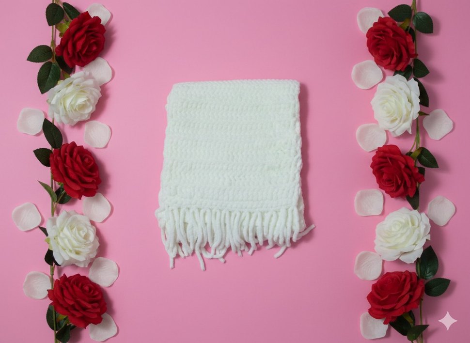 Bohem Örgü Kadın Şal Beyaz - Görsel 2