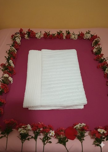 Beyaz Düz Pamuklu Havlu - Görsel 3