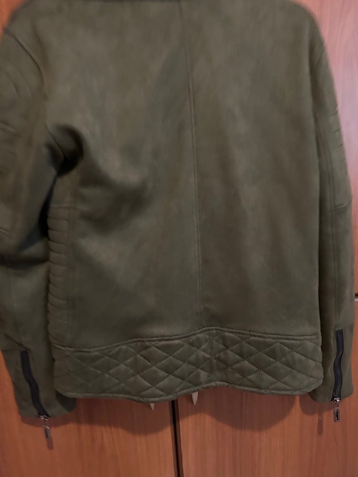 Erkek haki Süet Biker Ceket - Görsel 4