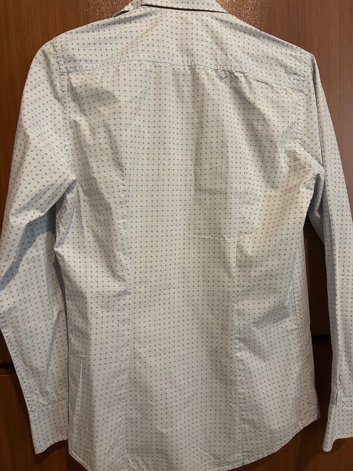 Bej Baskılı Pamuklu Erkek Gömlek slim fit - Görsel 4