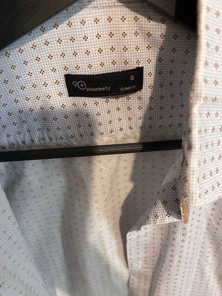 Bej Baskılı Pamuklu Erkek Gömlek slim fit - Görsel 3