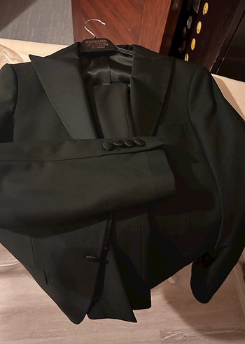 Çıkarılabilir yaka Siyah Erkek Takım Elbise- Damatlık - Görsel 3