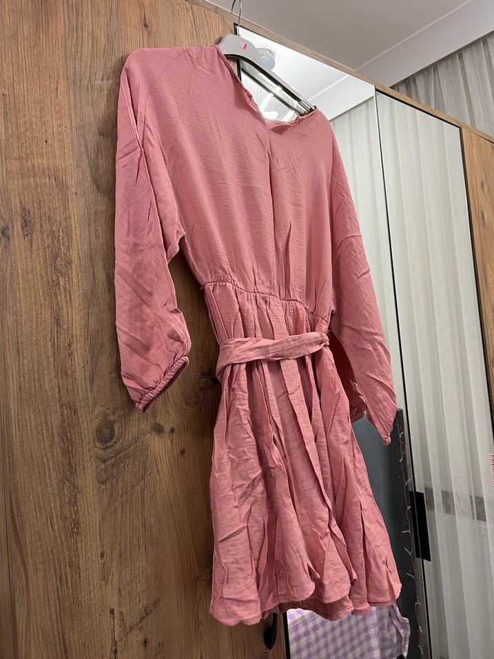 Pembe Bohem Salaş Midi Elbise - Görsel 4