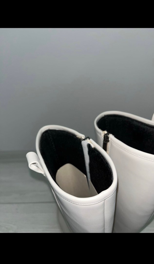 Bej Deri Kadın Diz Boyu Topuklu Bot - Görsel 4