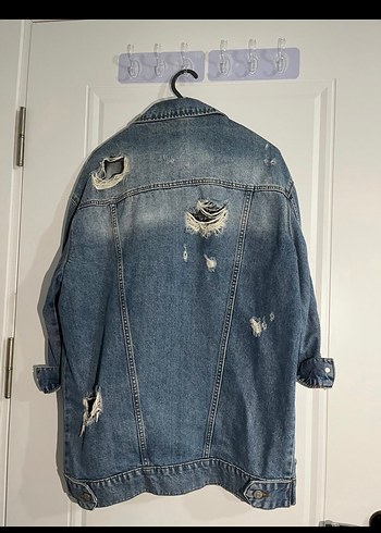 Düğmeli Gri Kadın Denim Ceket - Görsel 2