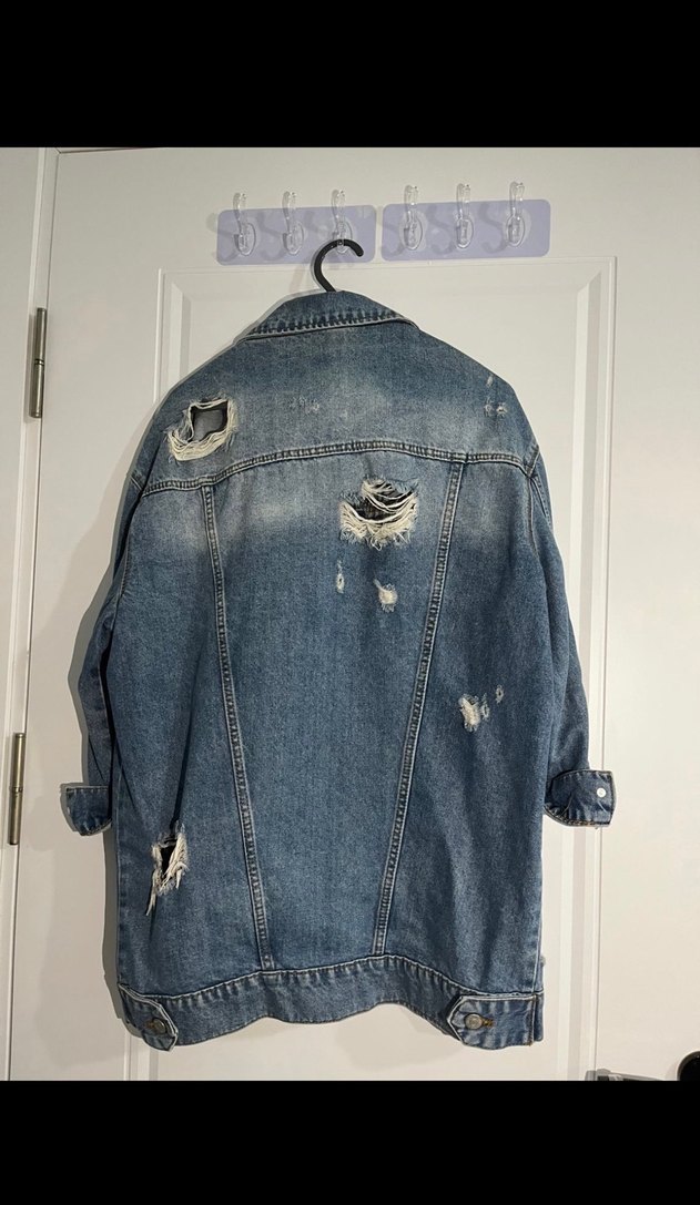 Düğmeli Gri Kadın Denim Ceket - Görsel 2