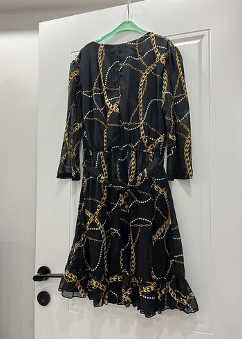 Zincir Desenli Uzun Kadın Akşam Elbisesi - Görsel 3