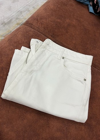 Beyaz Midi Kadın Etek Rahat Kesim - Görsel 2