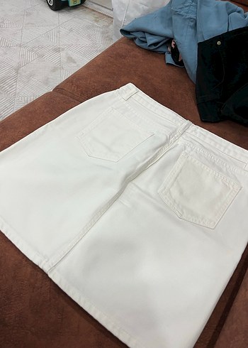 Beyaz Midi Kadın Etek Rahat Kesim - Görsel 4