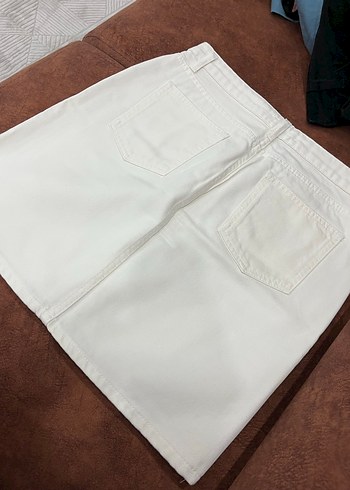 Beyaz Midi Kadın Etek Rahat Kesim - Görsel 5