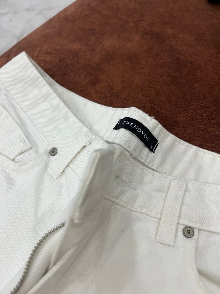 Beyaz Midi Kadın Etek Rahat Kesim - Görsel 3