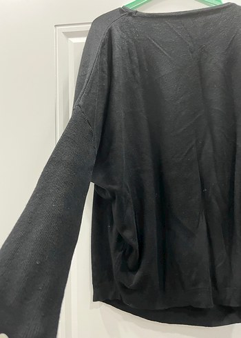 Kadın Siyah Uzun Kollu Baskılı Salaş Tişört - Görsel 4