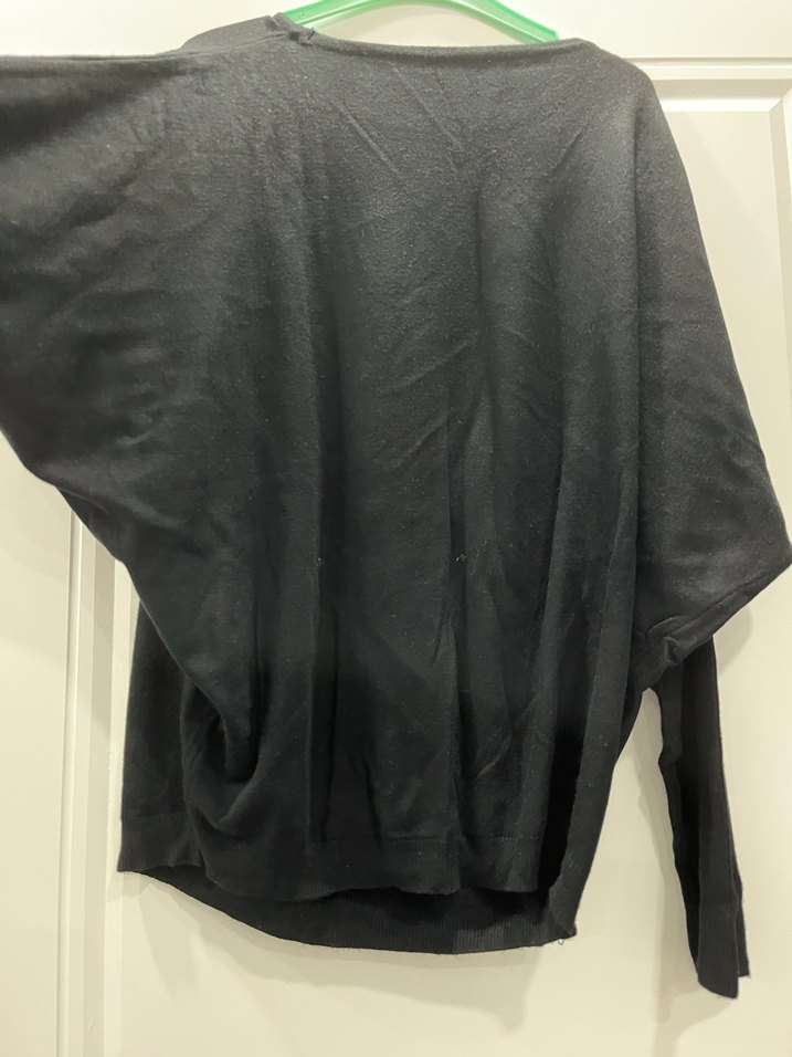 Kadın Siyah Uzun Kollu Baskılı Salaş Tişört - Görsel 5