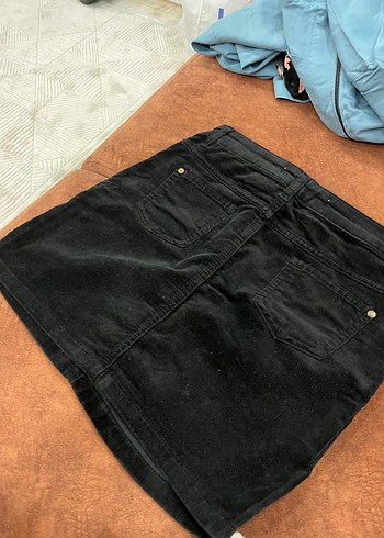 Düğmeli siyah Kadın Denim etek - Görsel 5