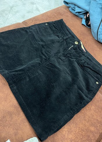 Düğmeli siyah Kadın Denim etek - Görsel 3