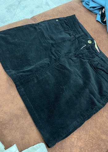 Düğmeli siyah Kadın Denim etek - Görsel 2