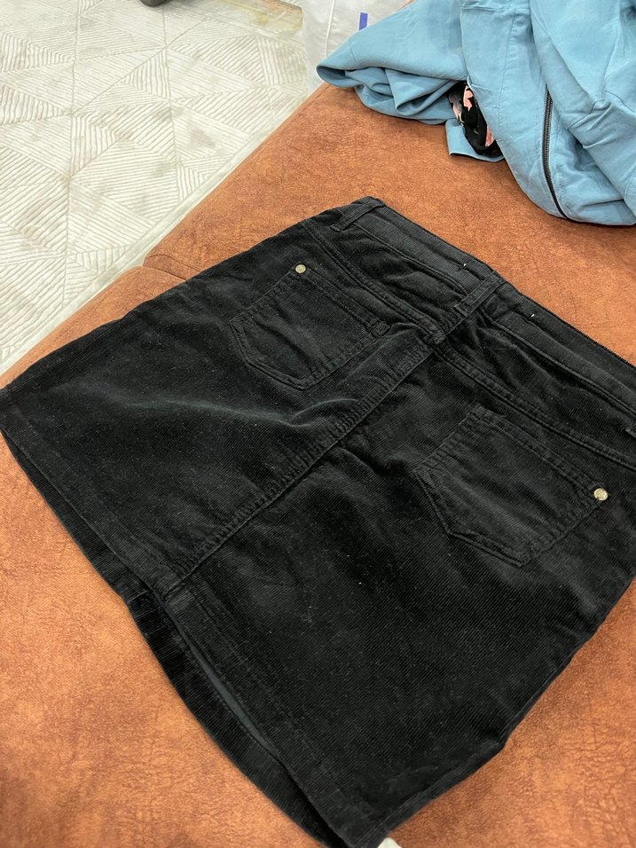 Düğmeli siyah Kadın Denim etek - Görsel 5