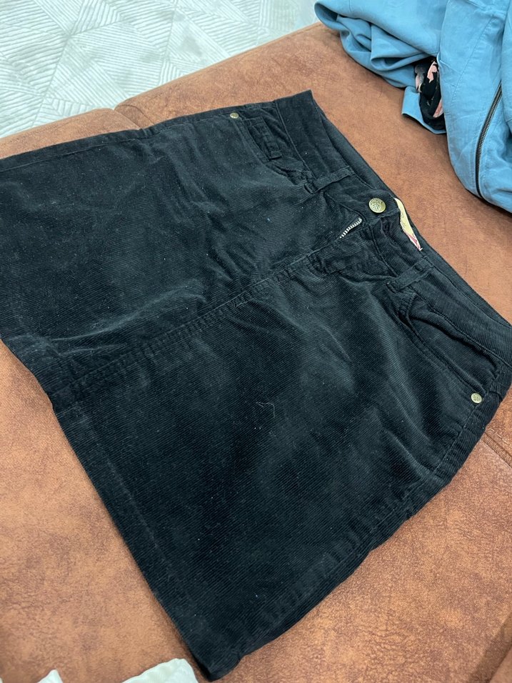 Düğmeli siyah Kadın Denim etek - Görsel 3