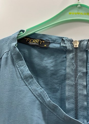 Kadın Mavi Kemerli Keten Tulum - Görsel 5