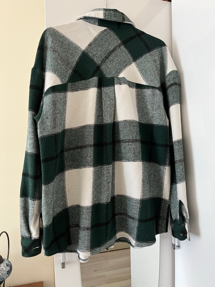 Yeşil Ekose Düğmeli Kadın Gömlek - Görsel 2