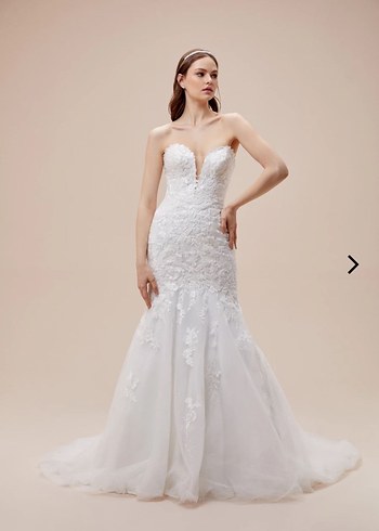 Beyaz Straplez Uzun A Kesim Gelinlik - Görsel 4