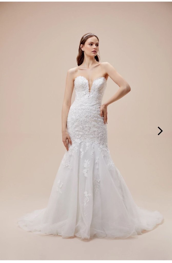 Beyaz Straplez Uzun A Kesim Gelinlik - Görsel 4