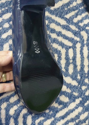 Mavi Rugan Dolgu Topuklu Kadın Stiletto 39 numara hiç girilmedi - Görsel 3