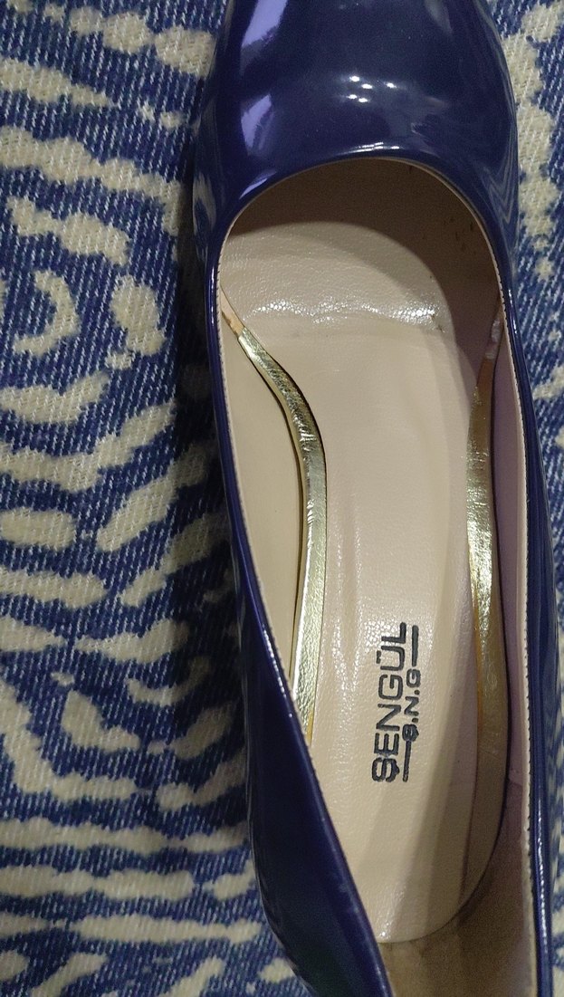 Mavi Rugan Dolgu Topuklu Kadın Stiletto 39 numara hiç girilmedi - Görsel 5