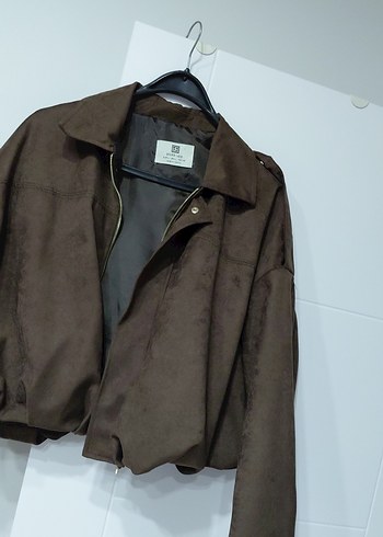 Kahverengi Süet Kemerli Kadın Ceket - Görsel 2