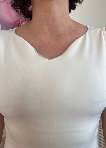 Parizyen Stil Siyah-Beyaz Midi elbise - Görsel 4