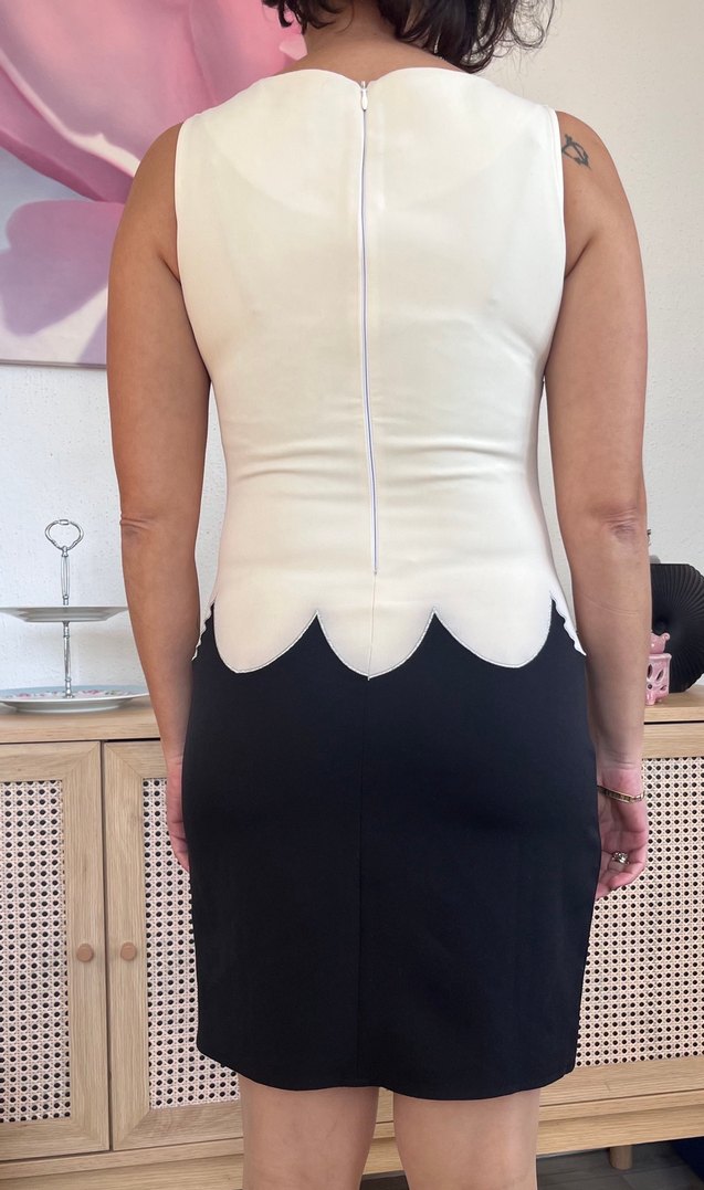 Parizyen Stil Siyah-Beyaz Midi elbise - Görsel 2