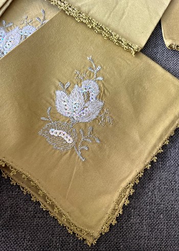 Tekli fiyatıdır. Camel Renk İşlemeli Misafir peçetesi - Görsel 2