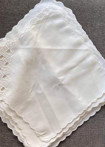 Tekli fiyattır.Nakışlı Beyaz Vintage peçete - Görsel 3